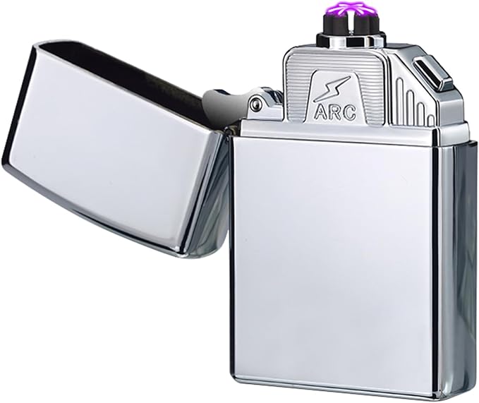Electric Six Arc Lighter Plasma Lighter Lighter Rechargeable USB Lighter No Butane Lighter Windproof Flameless Lighter Cool Lighter with Gift Box for Men, Women, Holiday(Silver)