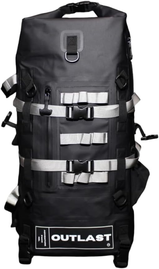 Waterproof Backpack 40L Roll Top Enclosure Dry Bag Fishing Backpack, Hiking,Camping Adventure Ready (Black)