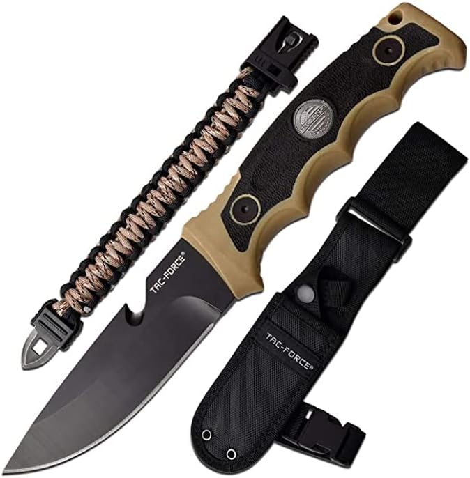Tac-Force Fixed 4.5 in Blade Tan Rubber Handle