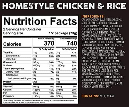 Peak Refuel Homestyle Chicken & Rice| Premium Freeze Dried Camping Food | Backpacking & Hiking MRE Meals | Just Add Water | 100% Real Meat | 240g of Protein | 6-Pack