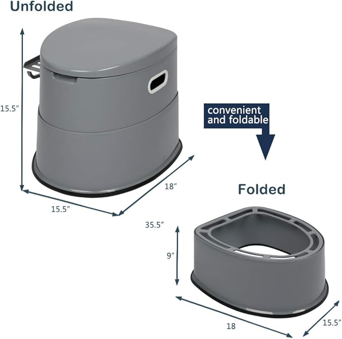 Outvita Portable Toilet, Outdoor Lightweight Porta Potty with Detachable Inner Bucket Removable Toilet Paper Holder for Camping Boat RV Hiking Living Room