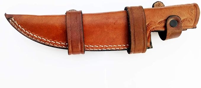 Nooraki HK-79 Handmade Damascus Skinner Hunting Knife 224 Layers Horn Handle with Leather Sheath Full Tang (9 inches, Ram Horn Handle)