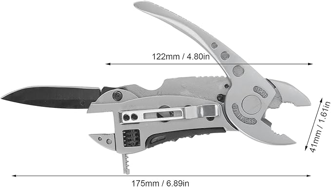 AUNMAS Wrench Multi Tool Handy Pocket Multitool wrench Knife Tool, Adjustable Wrench Screwdriver Bits Pliers Survival Emergency Gear Assembly