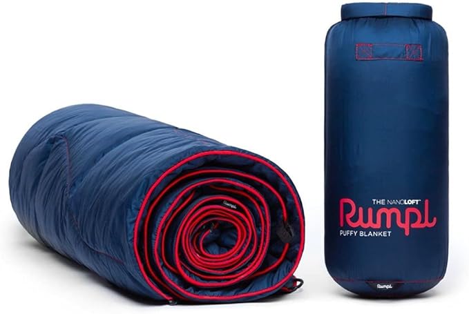 Rumpl The NanoLoft Puffy Blanket | Indoor Outdoor Camping Blanket for Traveling, Picnics, Beach Trips, Concerts |52" x 75" | Deepwater, 1-Person
