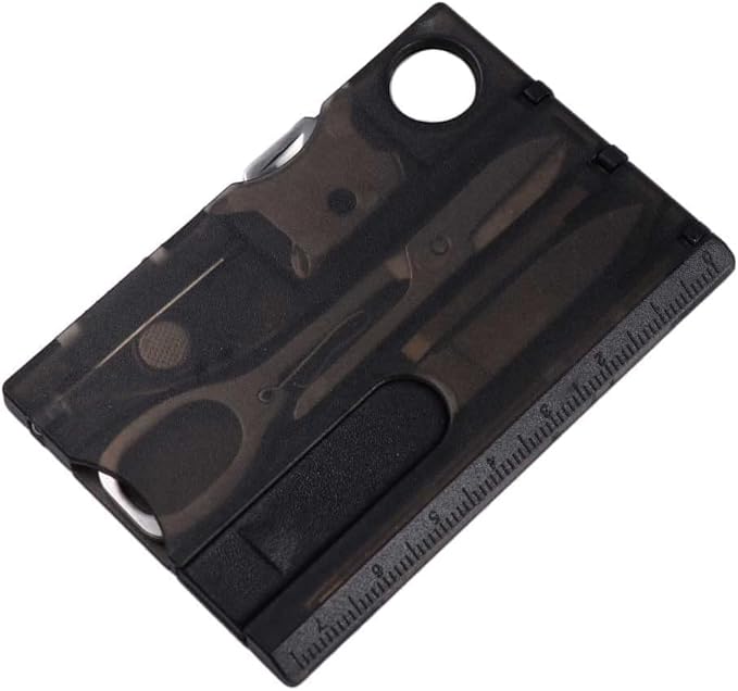 Black 12 in 1 Pocket Credit Card Outdoor Survival Multi Card Multi Tool EDC Tool Gear Multitools and Accessories