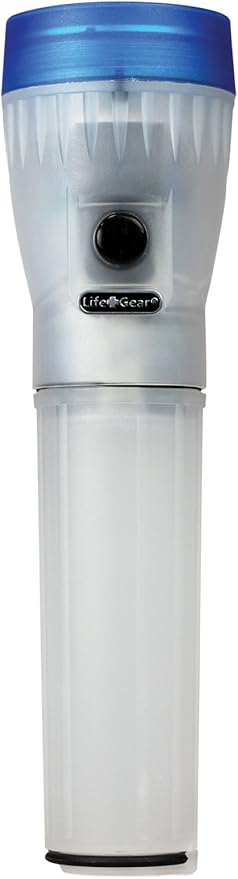 Life Gear LED Flashlight with Glow Handle, Emergency Flasher and Storage Compartment, BLUE
