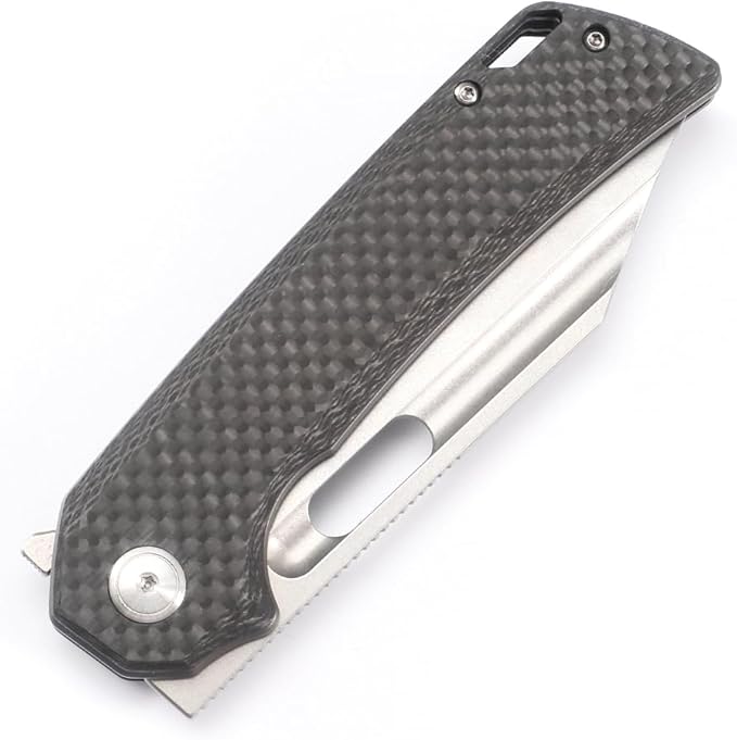 Knife Folding Pocket Knife 3.5 "Stone Wash 14C28N Blade (Fiber stalk)