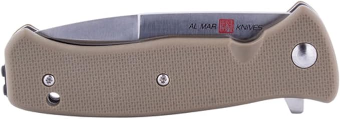 Al Mar Mini SERE 2020 Linerlock Assisted Tan Folding Pocket Knife Serrated