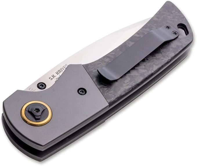BÖKER PLUS Gulu Pro Marble Carbon Fiber Titanium Folding Pocket Knife, Linerlock, D2 Steel Blade, Designed by Steve Kelly
