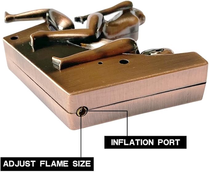Retro Red Copper Cool,Butane Jet Torch Lighter,Refillable Windproof Flame Lighters,Adjustable,Long,BBQ Candles Camping (No Gas)