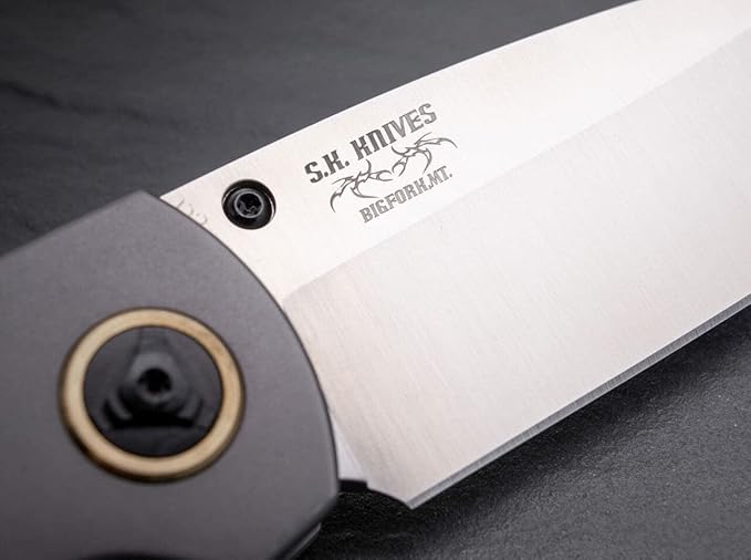 BÖKER PLUS Gulu Pro Marble Carbon Fiber Titanium Folding Pocket Knife, Linerlock, D2 Steel Blade, Designed by Steve Kelly