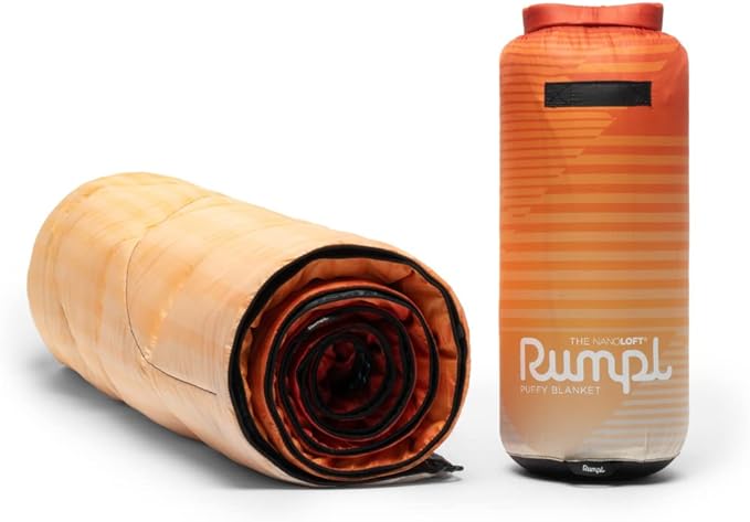 Rumpl The NanoLoft Puffy Blanket | Indoor Outdoor Camping Blanket for Traveling, Picnics, Beach Trips, Concerts | 52" x 75" | Patch Fade Warm, 1-Person