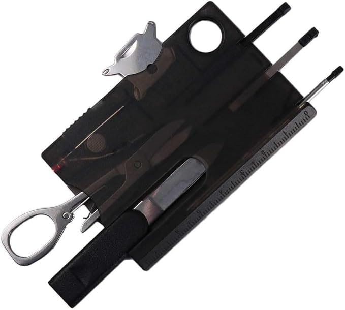 Black 12 in 1 Pocket Credit Card Outdoor Survival Multi Card Multi Tool EDC Tool Gear Multitools and Accessories