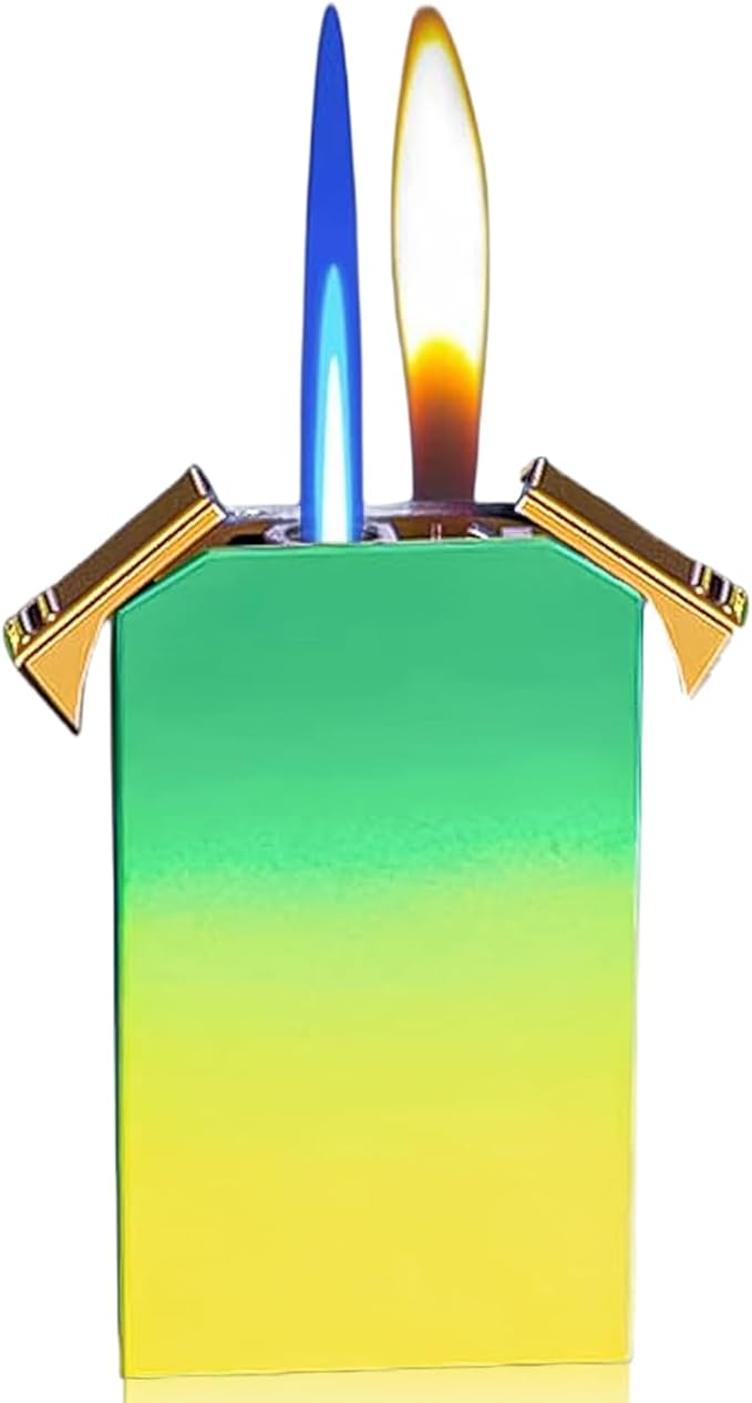 Cool Jet Torch Lighers Dual Flame Lighter, Pretty Aesthetic, Refillable & Adjustable, Gift for Men Fireplace Candles Camping BBQ (Without Gas)