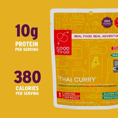 GOOD TO-GO Thai Curry | Camping Food, Backpacking Food | Just Add Water Meals, Backpacking Meals | Dehydrated Meals Taste Better Than Freeze Dried Meals