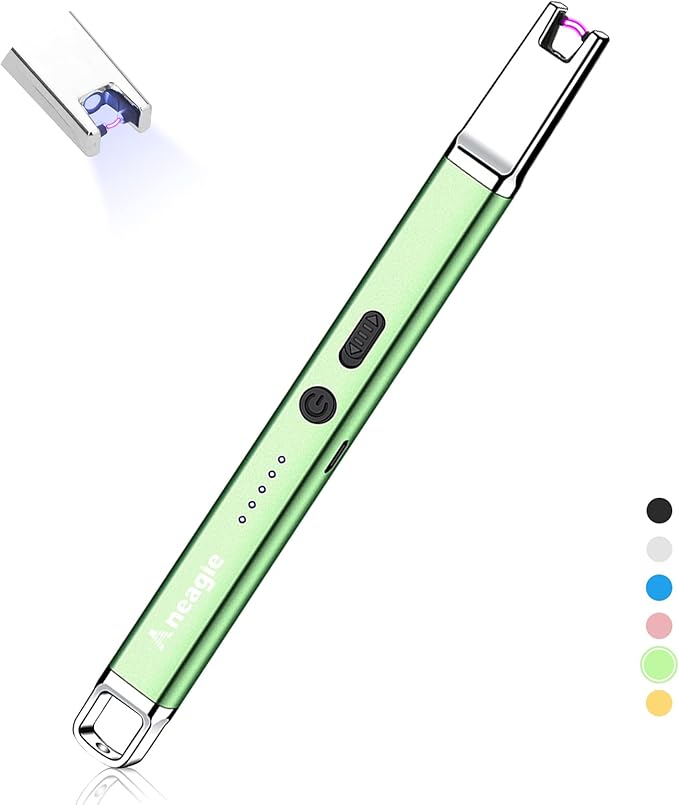 Lighter Electric Candle Lighter Upgraded Rechargeable Candle Lighter with LED Flashlight Windproof Flameless and Hanging Hook LED Battery Display Arc Candle Lighter for Candle Grill Camping