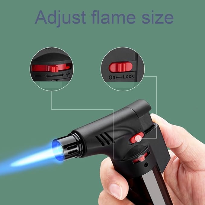 Butane Torch Lighter Set,Candle Lighter Refillable, Jet Flame,Windproof,Adjustable Flame, Safety Lock, Ideal for Culinary, Crafts, Camping,Cooking, 4 Colors Pack,(Butane Not Included)