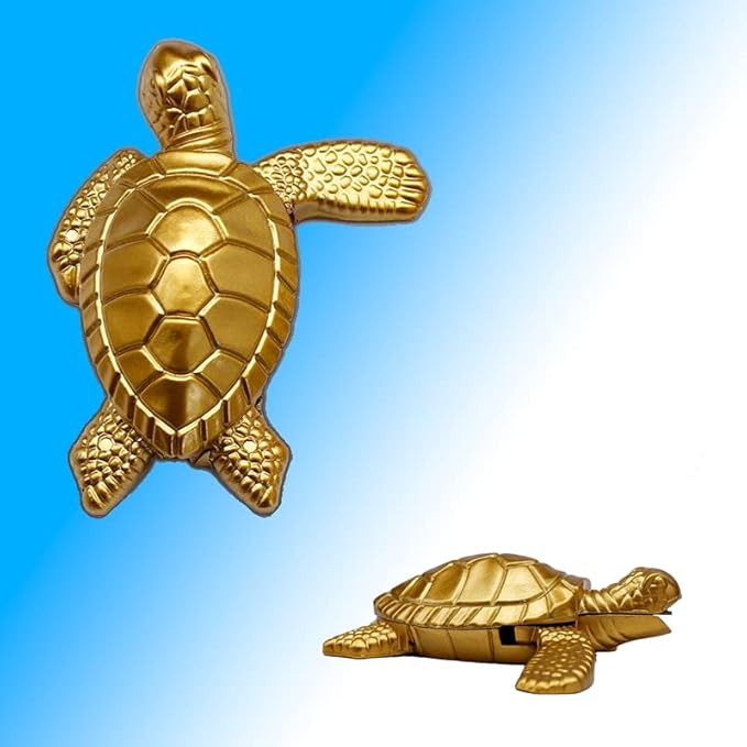 Vintage Metal Butane Gold Turtle Lighter, Portable Cool Soft Flame Lighters, Refillable Novelty Lighter for Fireplace Candle Camping BBQ (Without Gas)