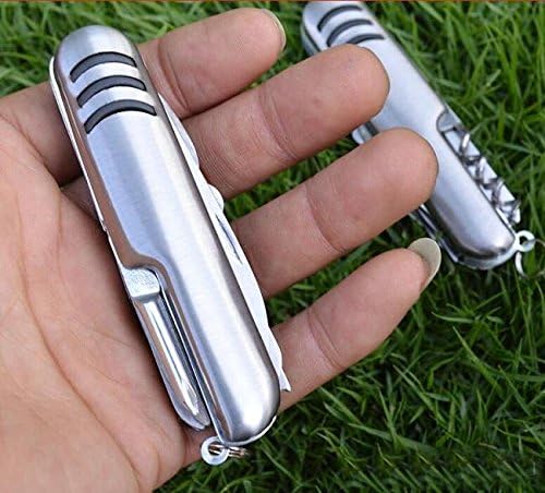 Multi Function Pocket Tools Chest Knife Stainless Steel with 11 features: knife, saw, double jagged, scissors, bottle opener, can opener, the screwdriver, file, the threading, scissors, red wine drill