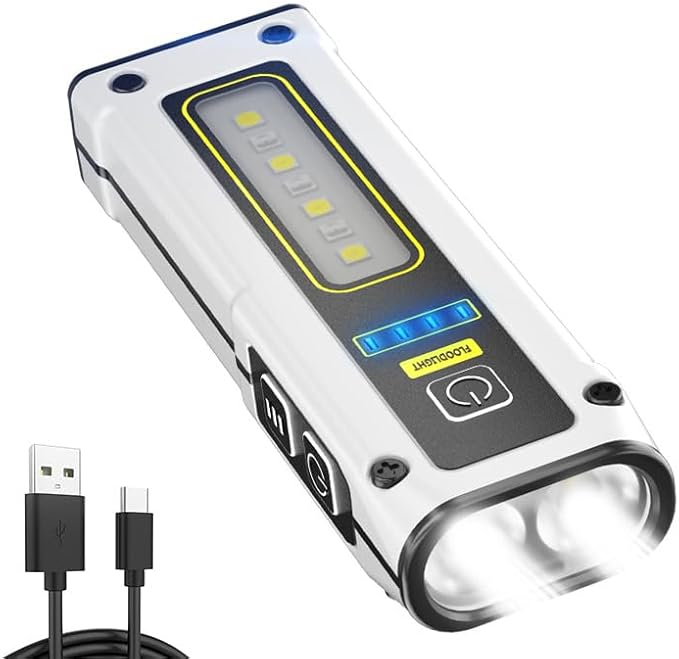 WINDFIRE Small Flashlight USB Rechargeable LED Work Light Super Bright, with COB SideLight 7 Modes Mini Magnetic Flashlights, for Car Repair Fishing Camping Reading Dog Walking