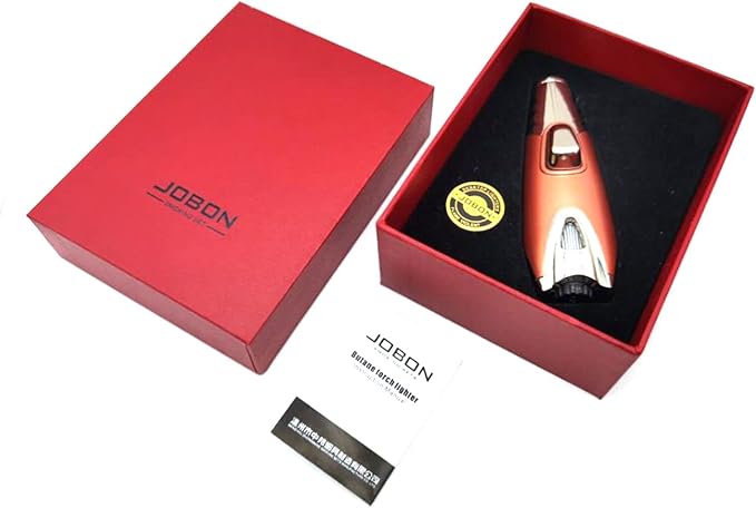 JOBON Pocket Torch Lighter, Gift Idea (Butane Free), Professional Reusable Single Jet Flame Gas Lighter, Kitchen BBQ Camping Candle (Rose Gold)