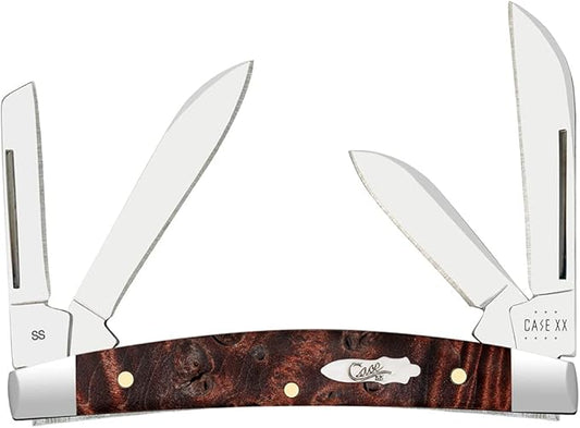 Case XX WR POCKET KNIFE SMALL CONGRESS - BROWN MAPLE BURL WOOD, ITEM 64069, LENGTH CLOSED 3 1/8 INCH (7468 SS)