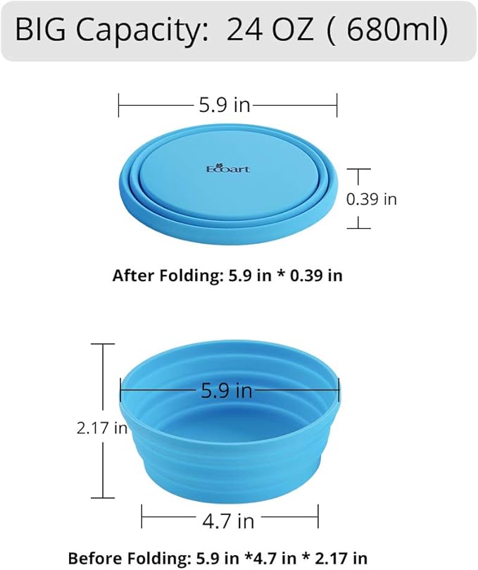 Silicone Expandable Collapsible Bowl for Travel Camping Hiking (Blue(L))