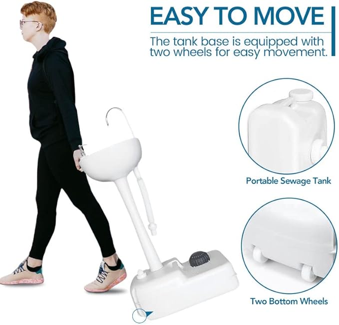 Outdoor Garden Portable Camping Hand Sink with 24L Recovery Tank, Removable Hand Washing Station Sanitary Ware for RV/Kitchen/Restaurant/Indoor, White