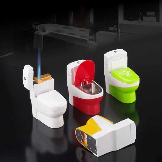 Cool Torch Lighters Refillable Creative Toilet Shape Windproof Jet Flame Lighter for Gifts Fireplace Candle Camping BBQ (Without Butane Gas) (20)