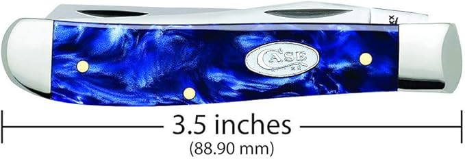 Case WR XX Pocket Knife Mini Trapper Sparxx Blue Pearl Kirinite Item #23432 - (10207 SS) - Length Closed: 3 1/2 Inches