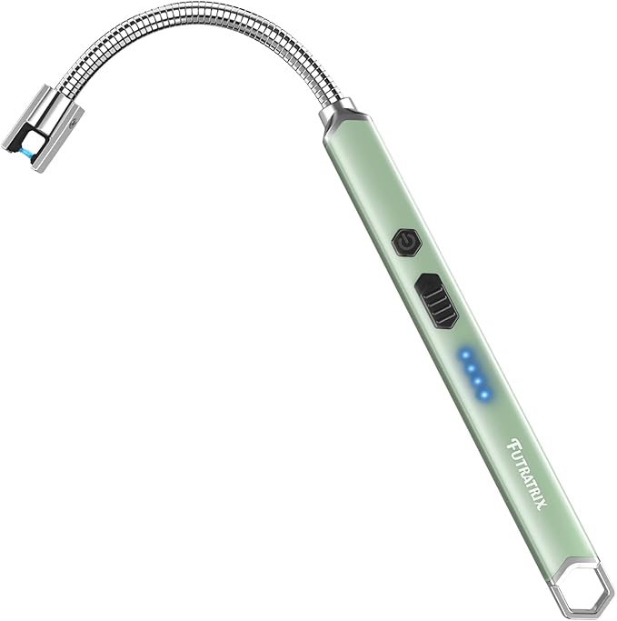 Electronic Candle Lighter Arc Windproof Flameless USB Rechargeable Electric Lighter (1 Pack - Green)