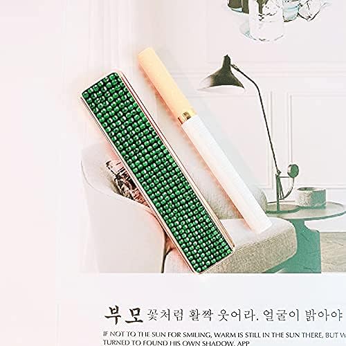 Rhinestone Lighter Electric Lighter Rechargeable Bling Glitter USB Lighter Flameless Girls Lighter for Women (Green)
