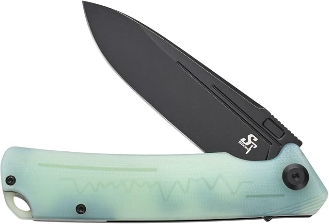 Sitivien ST136 Folding Knife,D2 Blade,G10 Handle EDC Tool Knife for Outdoor Hiking Camping(Jade)