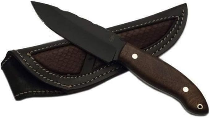 BucknBear Custom Handmade Fixed Blade Tactical Hunting Knife (Burl Wood Handle)