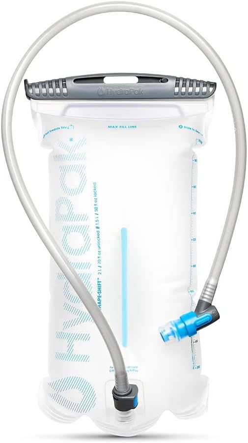 HydraPak Shape-Shift (for 2L or 3L Hydration Packs) Low-Profile Water Bladder/Reservoir for Hydration Backpacks - High Flow Bite Valve, Leak Proof, Fully Reversible, and Dishwasher Safe