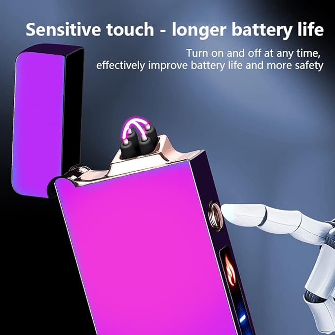 YOZWOO Plasma Lighter Electric Lighters Rechargeable USB Dual Arc Lighter Flameless Windproof No Butane Lighter Candle Lighters with LED Battery Indicator for Outdoor Camping, BBQ, Hiking (Color)