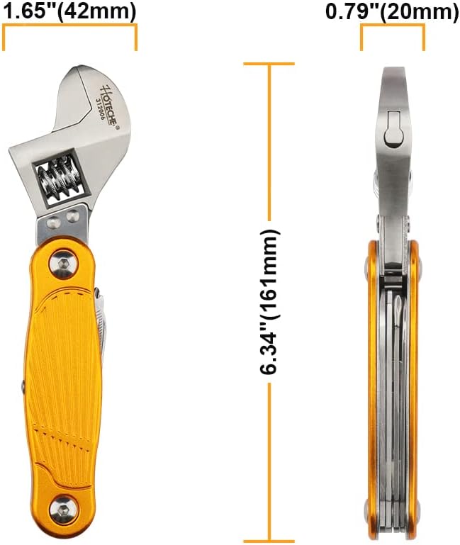 Hoteche MultiTool 7-in-1 Multi-Function Aluminum Handle Adjustable Wrench with Stainless Steel File, Saw, Screwdriver, Bottle Opener, Pocket Knife l for DIY, Outdoor and Household Repairs