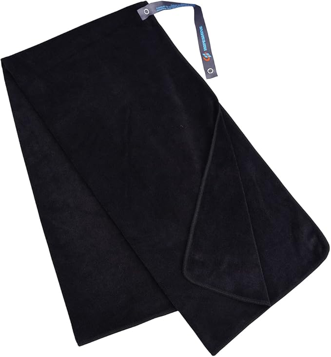 Gym Towels for Men 20inch X 40inch Women Sweat Large Working Out Microfiber Sports Fast Drying Absorbent Compact Camping, Hiking, Backpacking, Yoga, Travel, Exercise 2-Pack Black+Grey