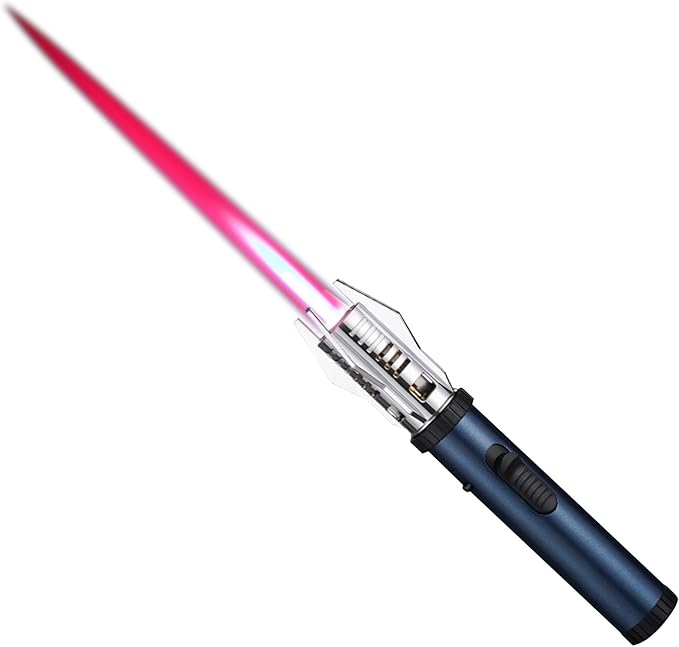 Large Butane Torch Lighter, Windproof Jet Flame Lighters, Flame Adjustable & Refillable, Cool Lighter with Flame Switch Lock.(Butane Not Include)