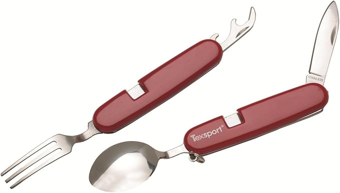 Texsport Multi-Function Pocket Knife with integrated Fork Spoon and bottle opener
