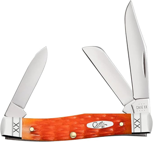 Case XX WR POCKET KNIFE MEDIUM STOCKMAN CAYENNE BONE CRANDALL JIG, ITEM 35819, LENGTH CLOSED 3 5/8 INCH (63032 SS)