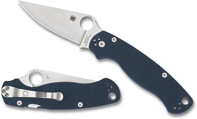 Spyderco Knives Para Military 2 Compression Lock C81GPCBL2 Blue G10 CPM SPY27 Stainless Pocket Knife