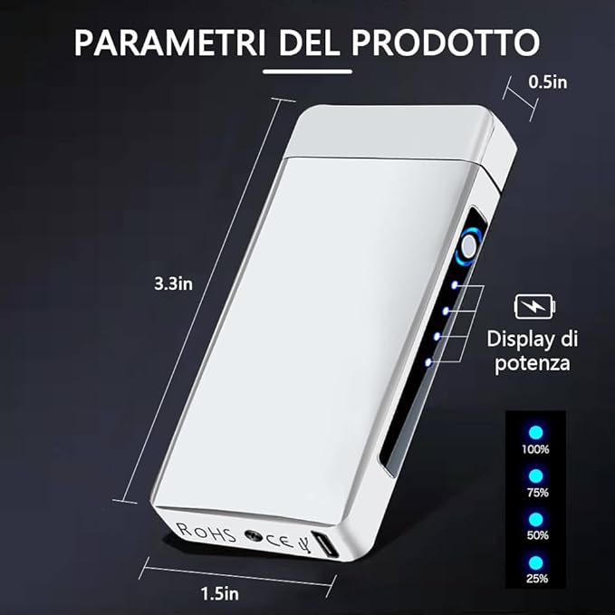 YOZWOO Rechargeable Electric Lighter USB Electronic Lighter High Power Flame Arc Lighter Plasma Lighter Windproof Camping Lighter with Long Battery Life for Home and Outdoor Essential (Ice Silver)