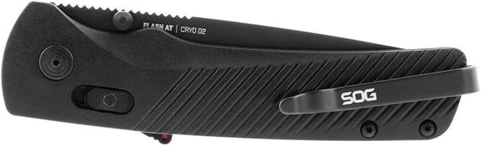 SOG Flash AT Daily Carry Ambidextrous Partially Serrated Pocket Folding Knives Ergonomic Handle D2 Steel Blade