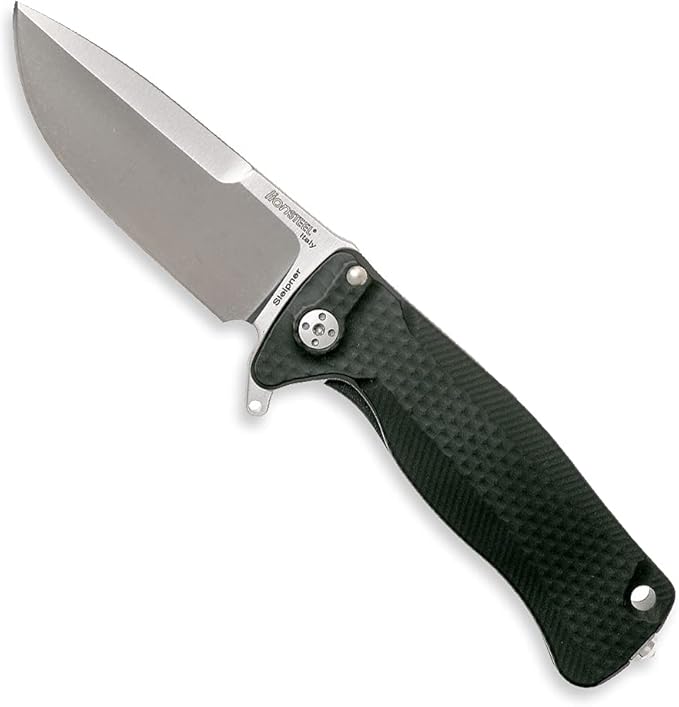 Lion Steel SR22A Sleipner Frame Lock Folding Pocket Knife - Machined Aluminum Handle, IKBS Ball Bearing System, Dual Carry Clip (Black Handle, Satin Blade)