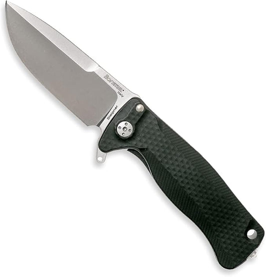 Lion Steel SR22A Sleipner Frame Lock Folding Pocket Knife - Machined Aluminum Handle, IKBS Ball Bearing System, Dual Carry Clip (Black Handle, Satin Blade)
