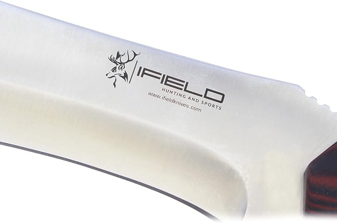 iField 150 Survival Camping Fixed Blade Knife with red Micarta Handle and 440C Blade Steel, 58-60 HRC of Hardness, Camping Tool for Fishing, Hunting, Sport Activity