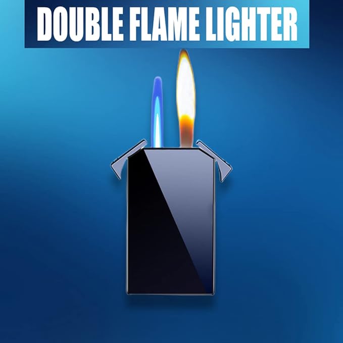 Cool Jet Torch Lighers Dual Flame Lighter, Pretty Aesthetic, Refillable & Adjustable,Unique Gifts for Men Fireplace Candles Camping BBQ (No Butane)