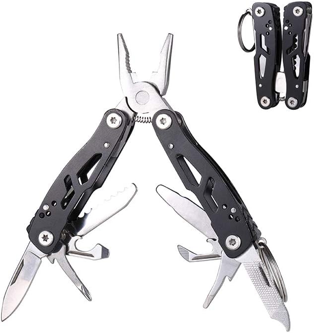 MINI Multitool Pliers, Birthday Christmas Gifts for Men Boyfriend Dad Husband Women, Pocket Knife 14-In-1, Rugged and Practical Portable Computer and Bike Gadgets, Black Camping and Survival Tools