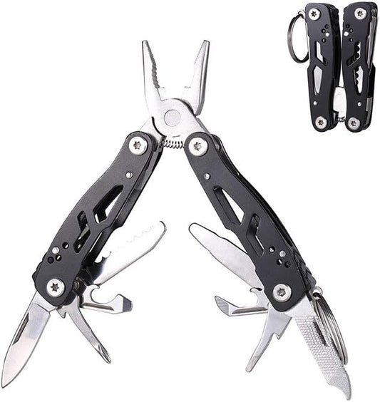 MINI Multitool Pliers, Birthday Christmas Gifts for Men Boyfriend Dad Husband Women, Pocket Knife 14-In-1, Rugged and Practical Portable Computer and Bike Gadgets, Black Camping and Survival Tools
